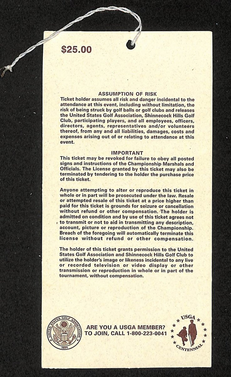 6/17/1995 U.S. Open Ticket PGA Tiger Woods Debut 201701