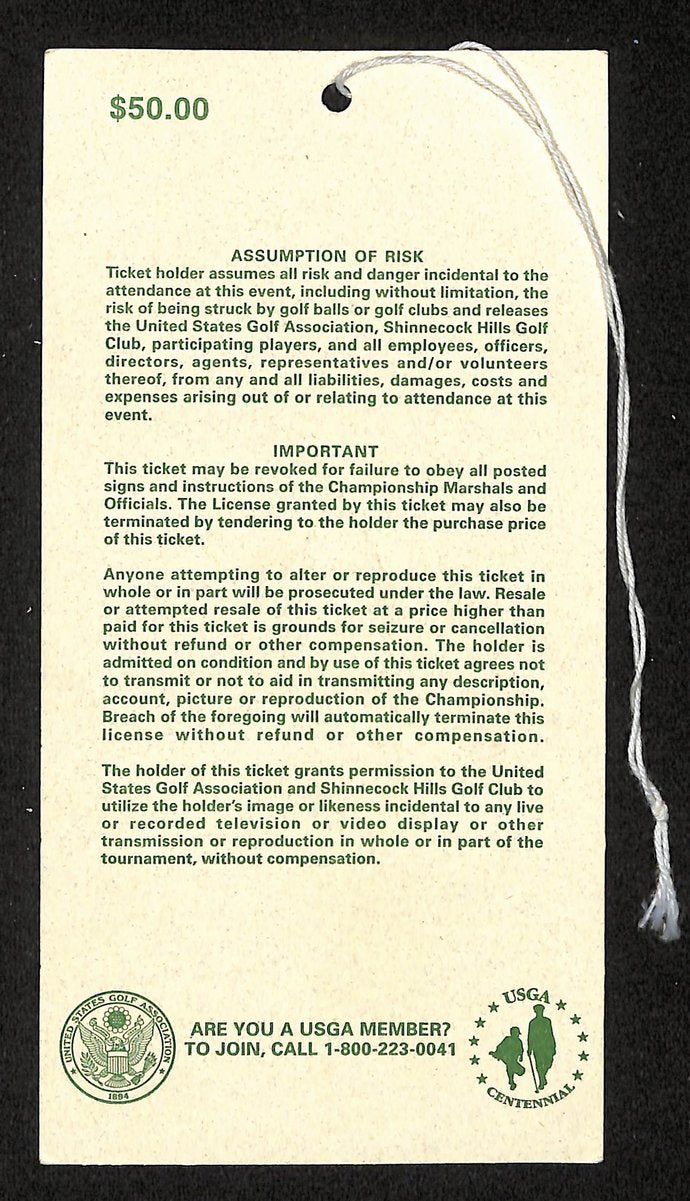 6/17/1995 U.S. Open Ticket PGA Tiger Woods Debut 201701
