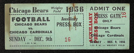 Vintage 12/19/1956 NFL Game Press Pass Full Ticket Bears vs. Cardinals 201705