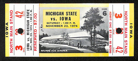 11/23/1974 College Football Game Full Ticket  Michigan State vs. Iowa 201713