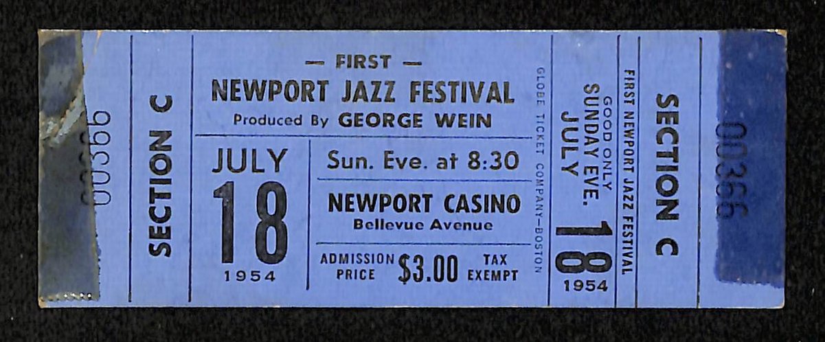 Vintage 7/18/1954 Newport Jazz Festival Full Ticket  Newport Casino 201714
