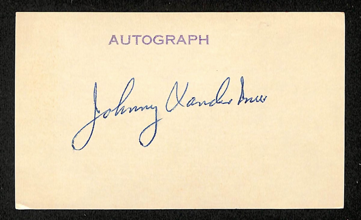Johnny Vander Meer Signed/Auto 3x5 Index Card Cincinnati Reds JSA 201717