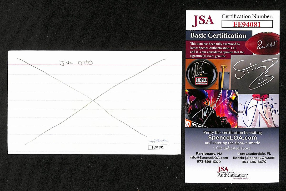 Jim Otto HOF Signed/Auto 3x5 Index Card Oakland Raiders JSA 201718