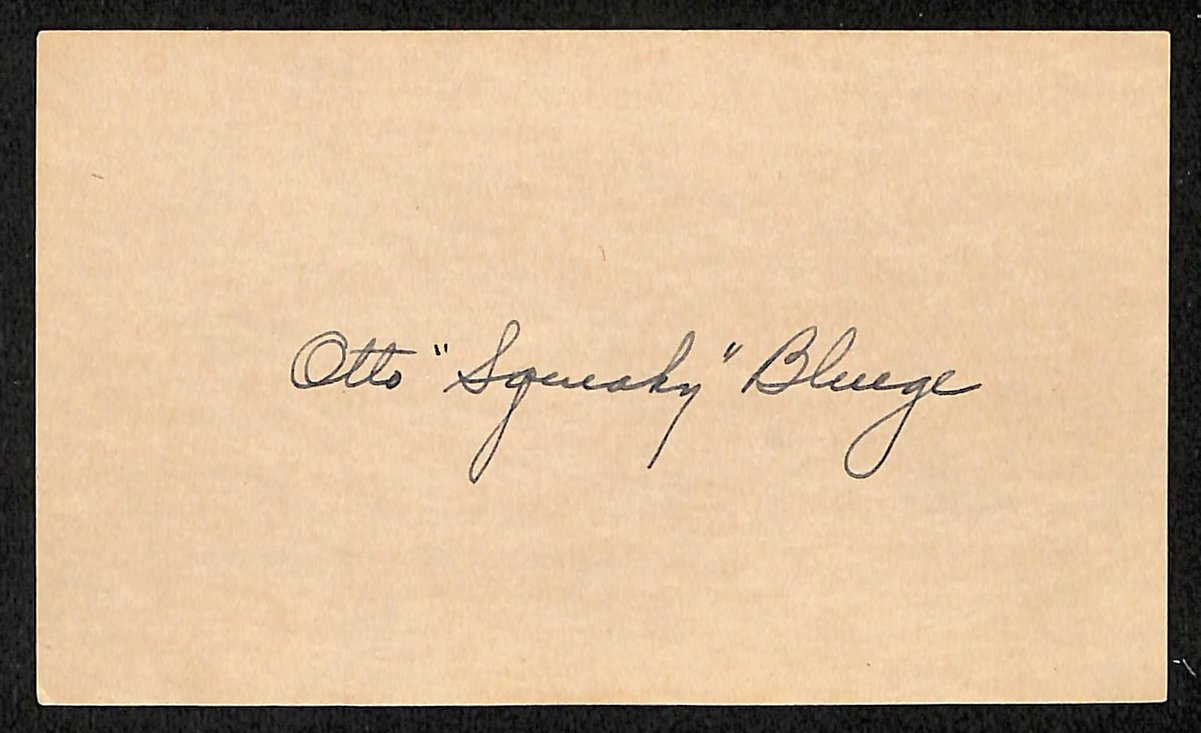 Otto Bluege Signed/Autographed 3x5 Index Card Cincinnati Reds JSA 201726