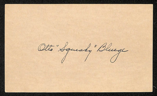 Otto Bluege Signed/Autographed 3x5 Index Card Cincinnati Reds JSA 201726