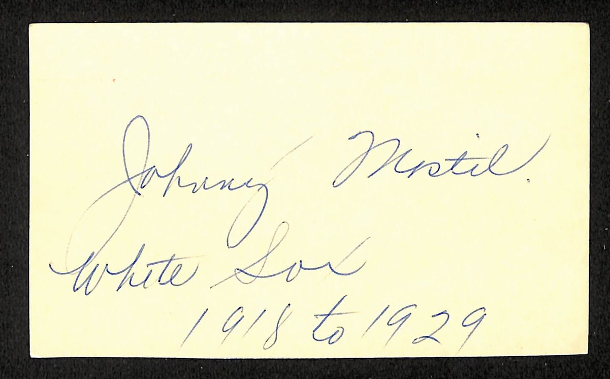 Johnny Mostil Signed/Inscribed 3x5 Index Card Chicago White Sox JSA 201727
