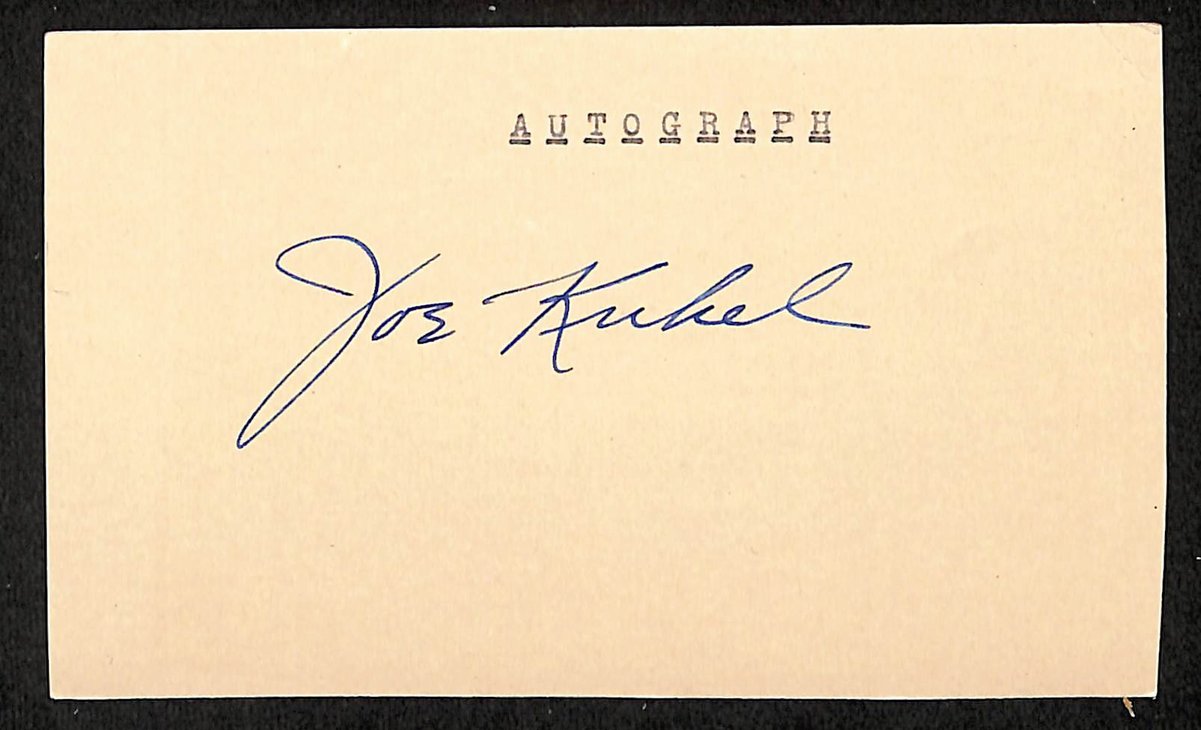 Joe Kuhel Signed/Autographed 3x5 Index Card Chicago White Sox JSA 201730