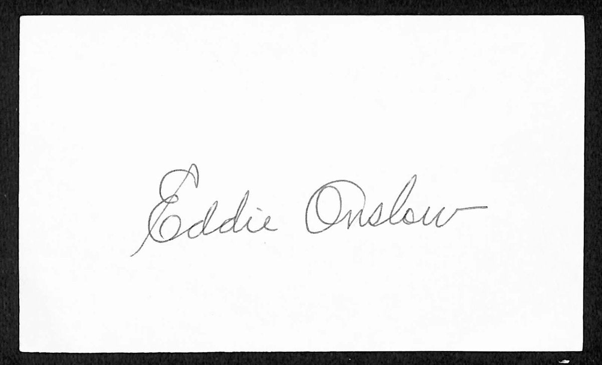 Eddie Onslow Signed/Autographed 3x5 Index Card Cincinnati Reds JSA 201734