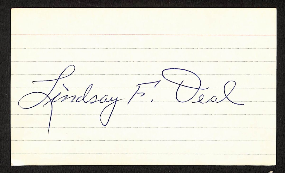 Lindsay F. Deal Signed/Autographed 3x5 Index Card Brooklyn Dodgers JSA 201735