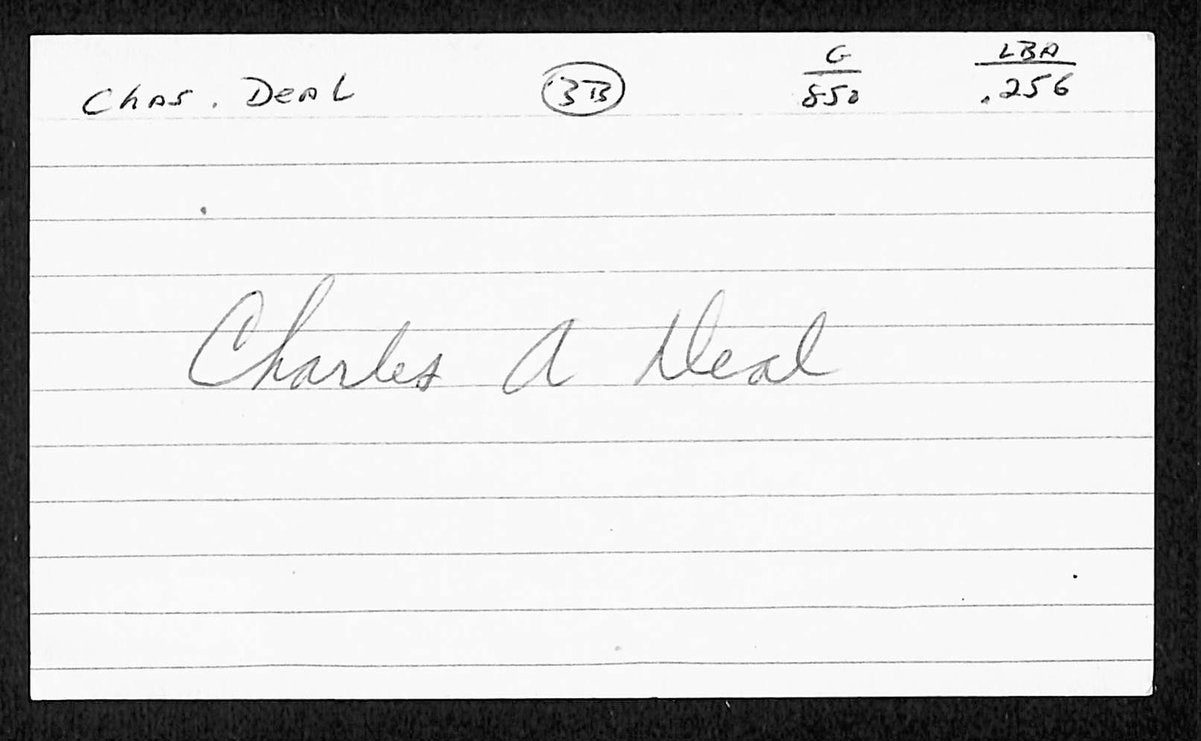 Charlie Deal Signed/Autographed 3x5 Index Card Chicago Cubs JSA 201737