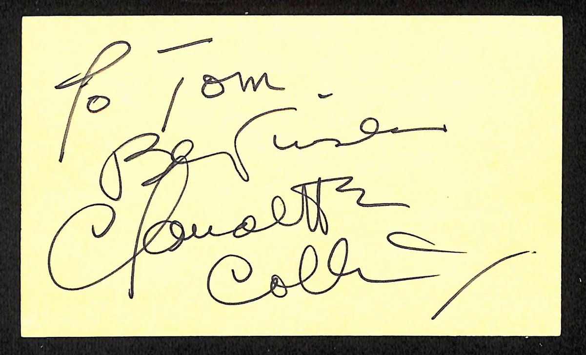 Claudette Colbert Signed/Inscribed 3x5 Index Card Actress JSA 201742