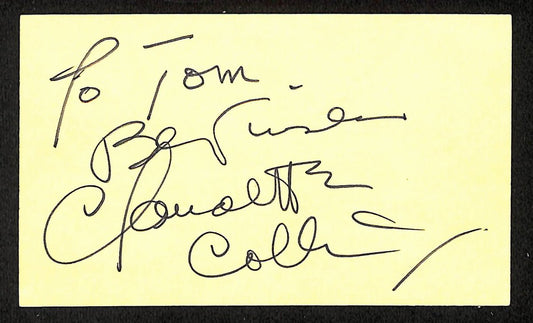 Claudette Colbert Signed/Inscribed 3x5 Index Card Actress JSA 201742