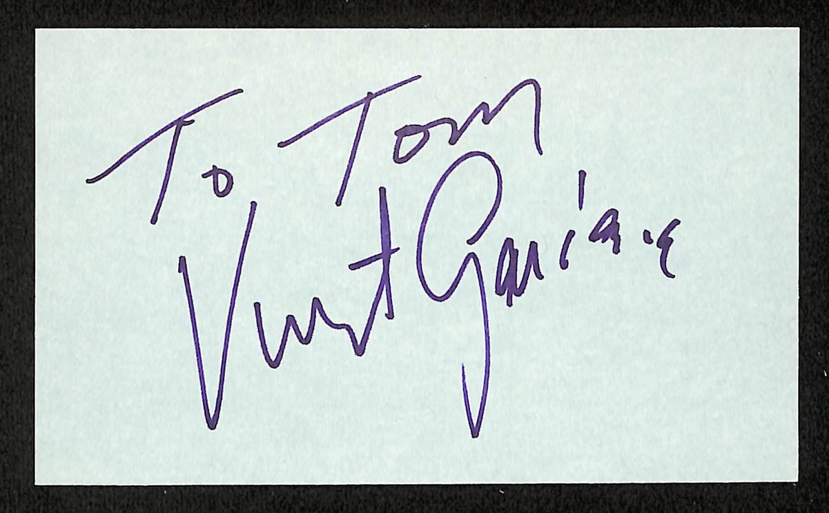 Vincent Gardenia Signed/Inscribed 3x5 Index Card Actor JSA 201743