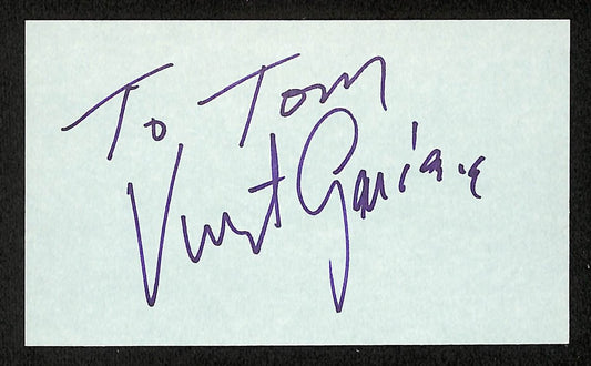 Vincent Gardenia Signed/Inscribed 3x5 Index Card Actor JSA 201743