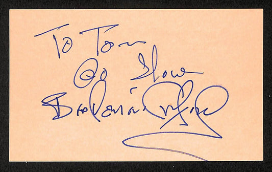 Britt Ekland Signed/Inscribed 3x5 Index Card Actress JSA 201744