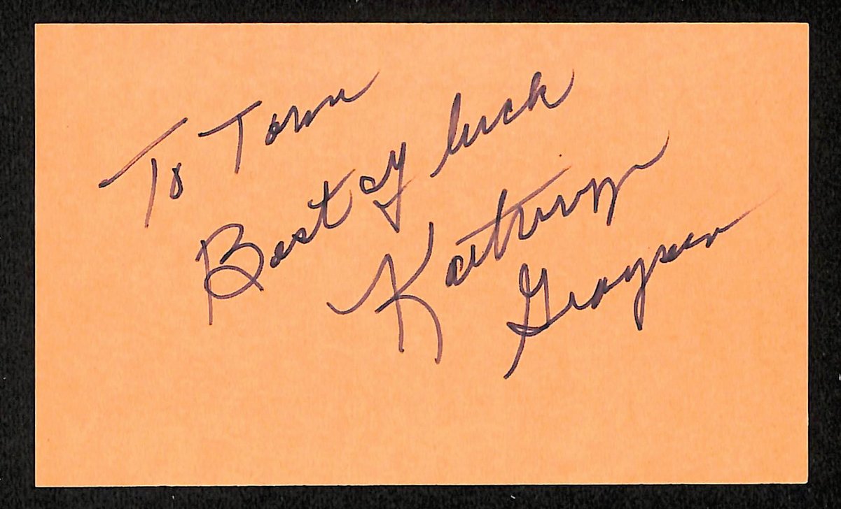 Kathryn Grayson Signed/Inscribed 3x5 Index Card Actress JSA 201745