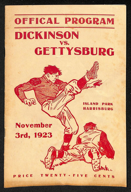 Vintage 11/3/1923 NCAA College Football Program Dickinson vs. Gettysburg 203316