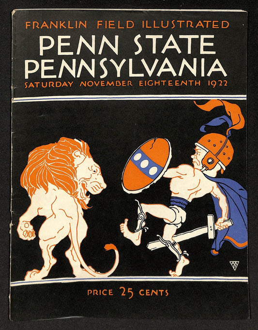 Vintage 11/18/1922 College Football Program Penn State vs. Pennsylvania 203317