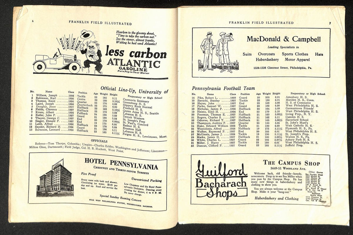 Vintage 10/24/1925 College Football Program Chicago vs. Pennsylvania 203320