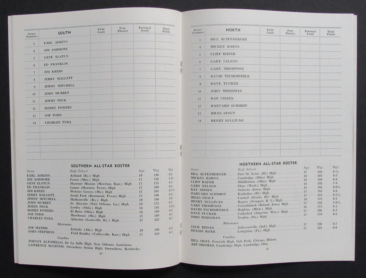 Vintage 6/13/1953 North-South Cage Classic Basketball Program RARE 198264