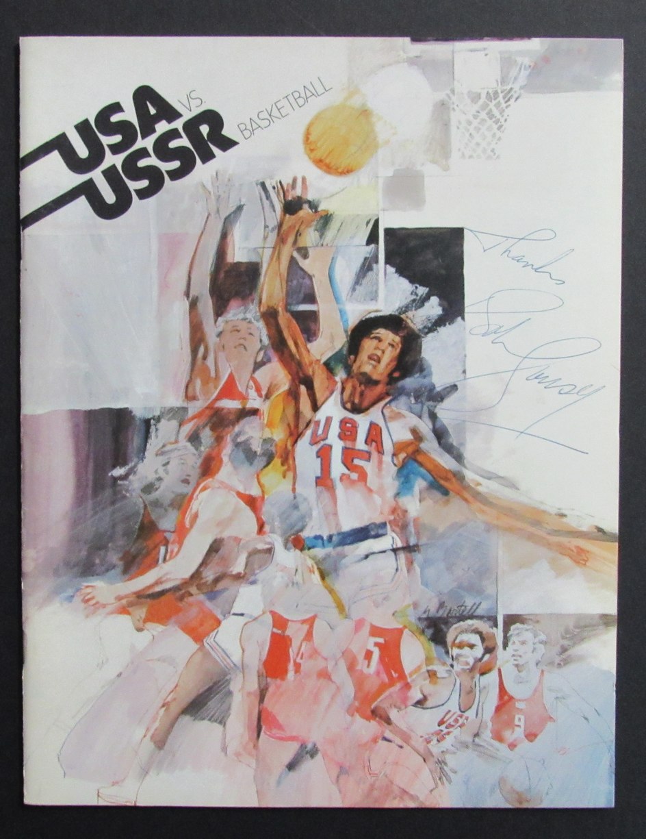 Vintage 1973 USA vs. USSR Basketball Series Program Signed by Bob Cousey 198270