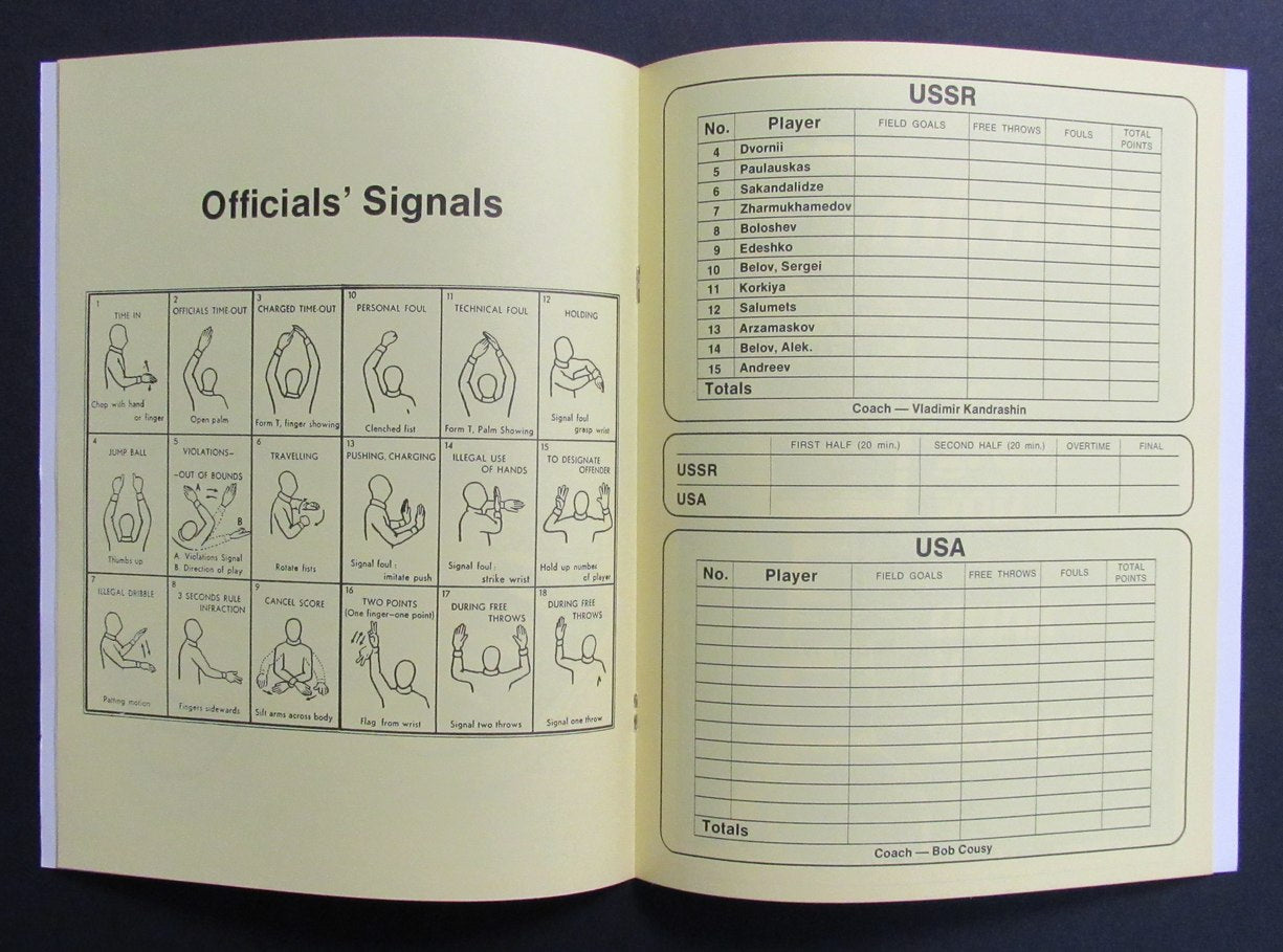 Vintage 1973 USA vs. USSR Basketball Series Program Signed by Bob Cousey 198270