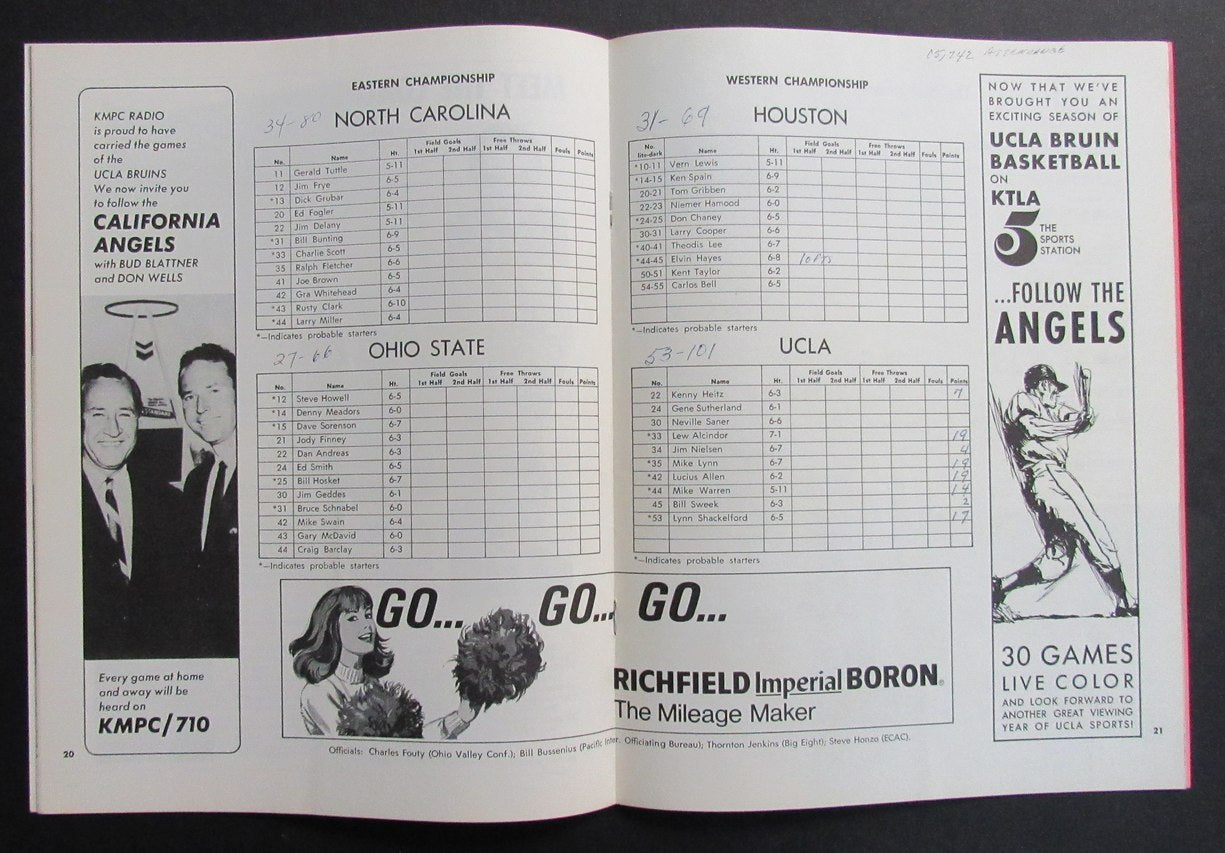 Vintage March 22-23, 1968 NCAA Basketball Championship Games Program 198282