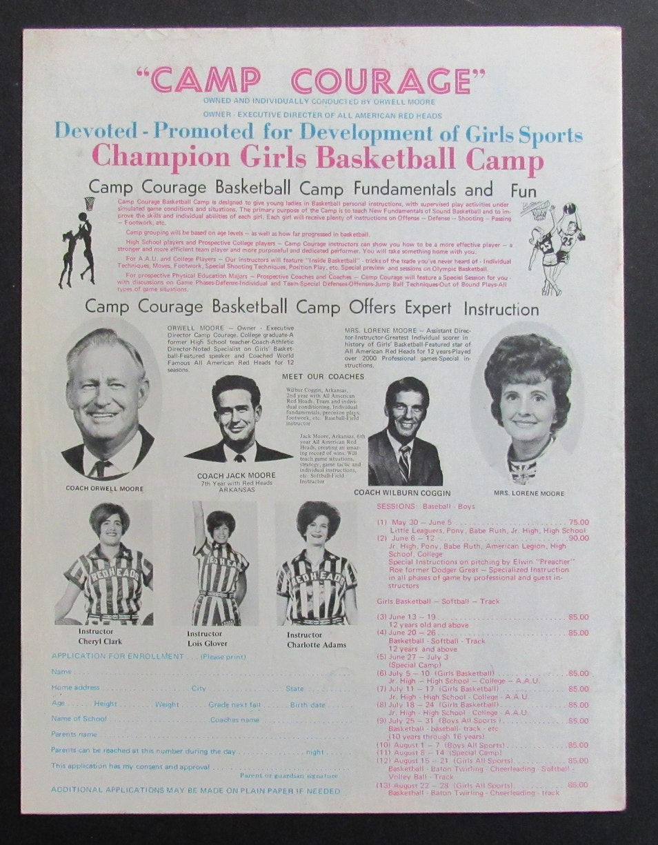 Vintage 1969 All American Red Heads Girls' Basketball Game Program 198291