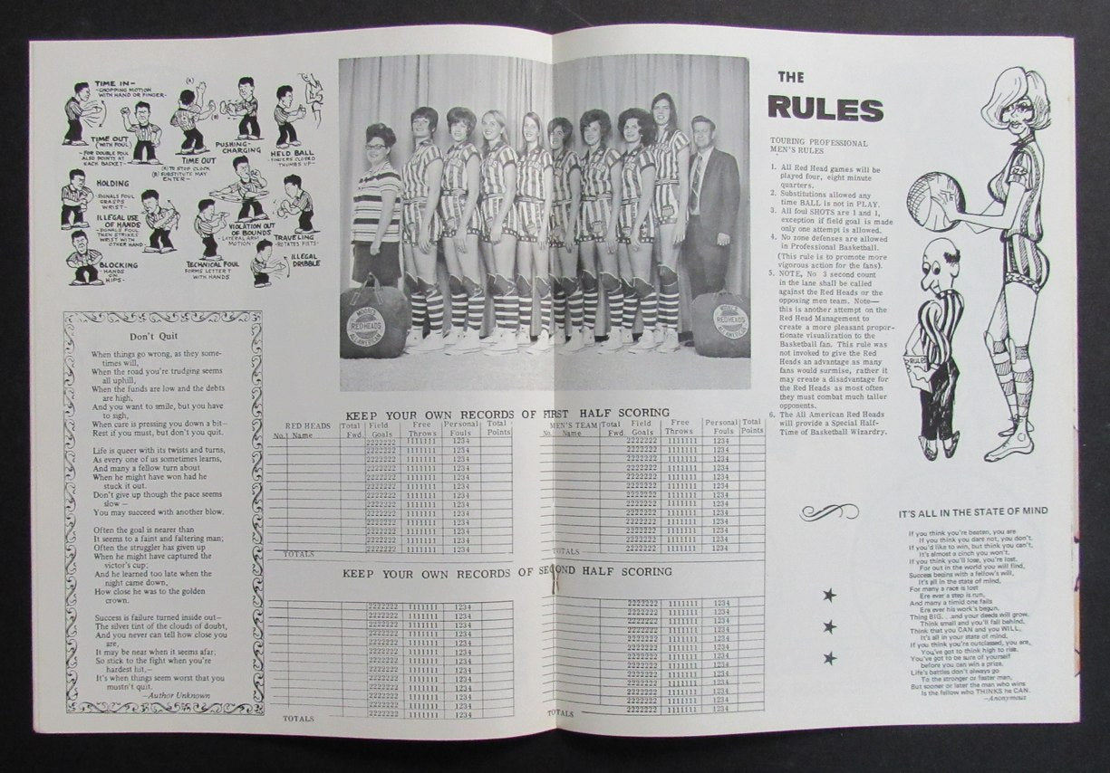 Vintage 1969 All American Red Heads Girls' Basketball Game Program 198291