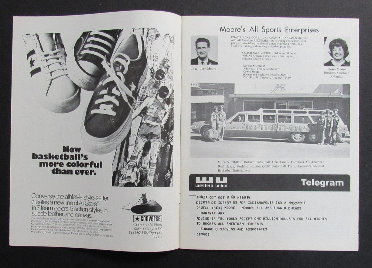 Vintage 1969 All American Red Heads Girls' Basketball Game Program 198291