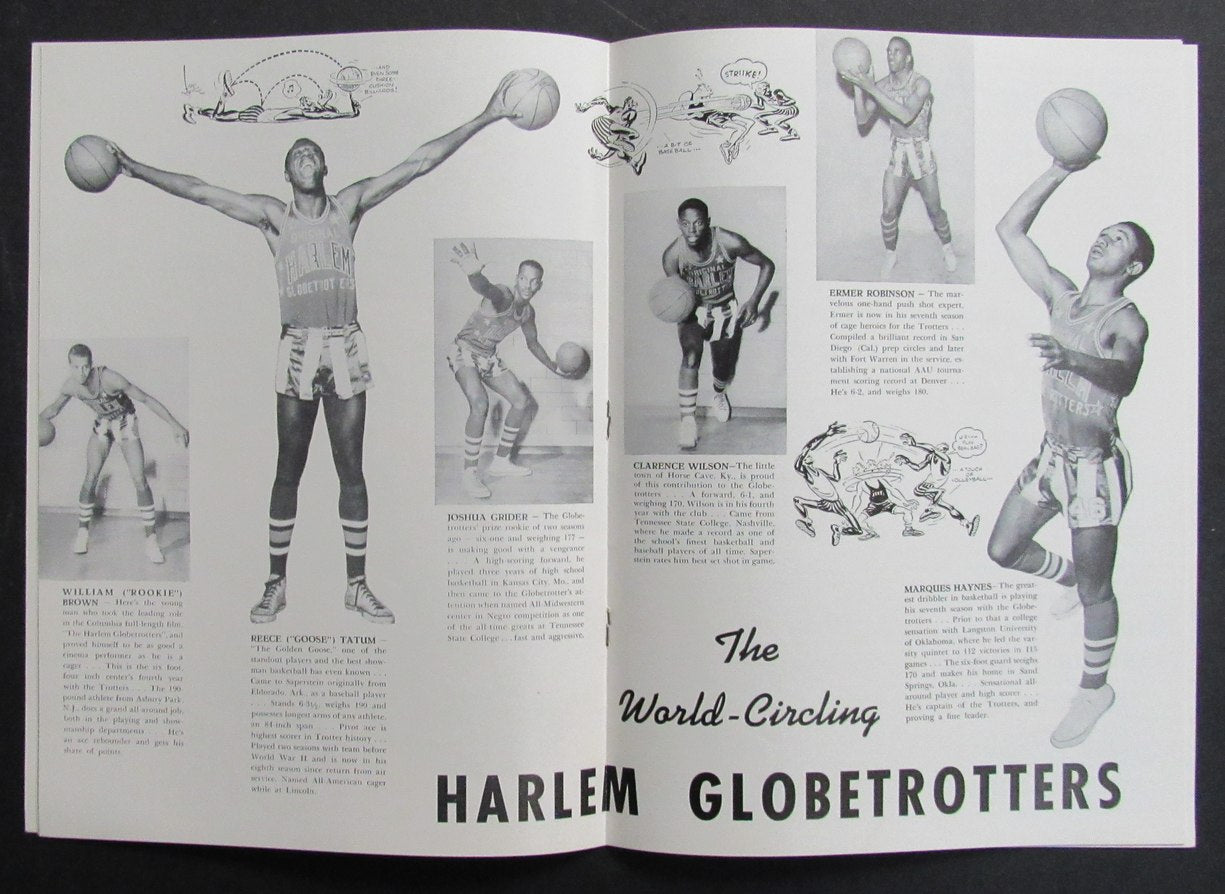 Vintage 1952-53 Season Harlem Globetrotters Basketball Game Program 198292