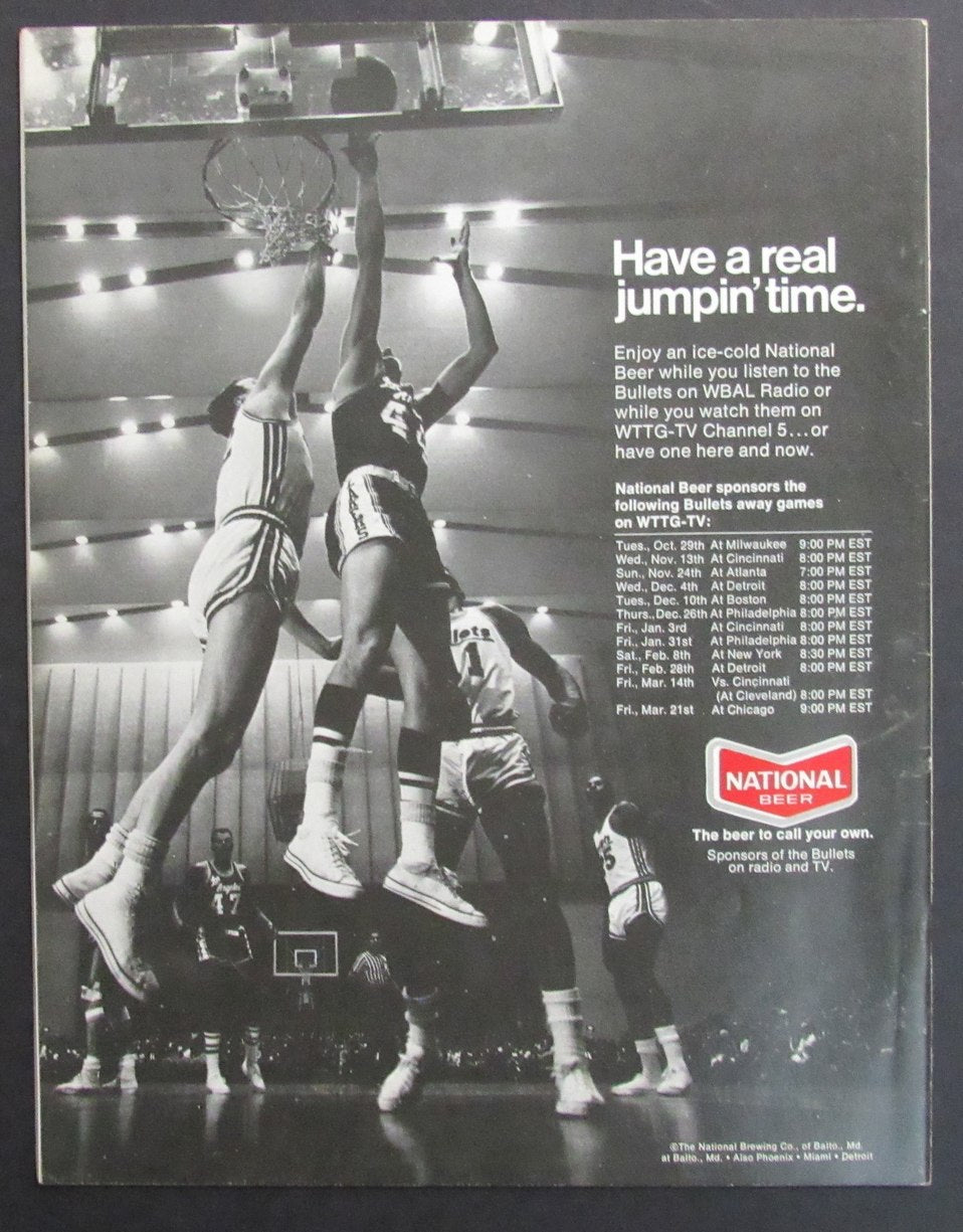 Vintage 1968-69 Basketball Program Baltimore Bullets vs. New York Knicks 198301