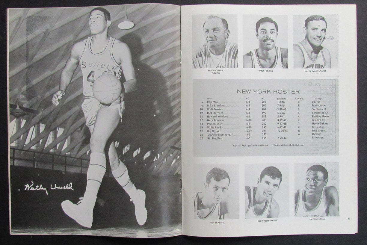 Vintage 1968-69 Basketball Program Baltimore Bullets vs. New York Knicks 198301