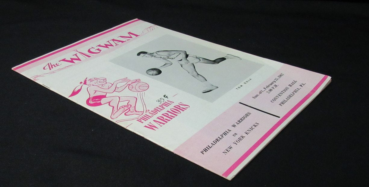 2/25/62 NBA Basketball Program Philadelphia Warriors vs. New York Knicks 198304