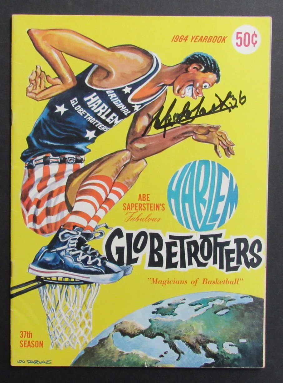 Vintage 1964 Harlem Globetrotters Basketball Program Signed by Meadowlark Lemon
