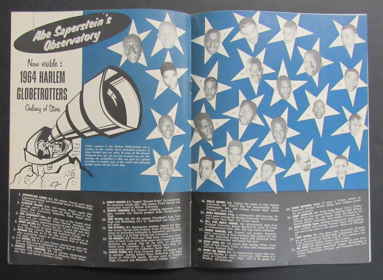 Vintage 1964 Harlem Globetrotters Basketball Program Signed by Meadowlark Lemon
