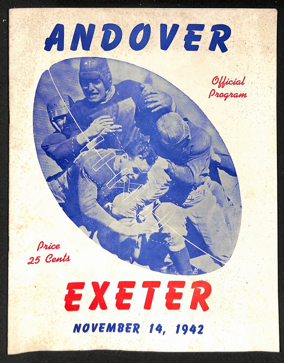 Vintage 11/14/1942 College Football Program Andover vs. Exeter 203331