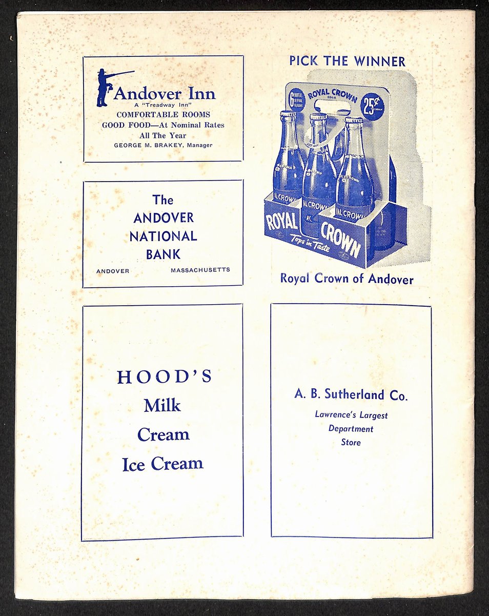 Vintage 11/14/1942 College Football Program Andover vs. Exeter 203331