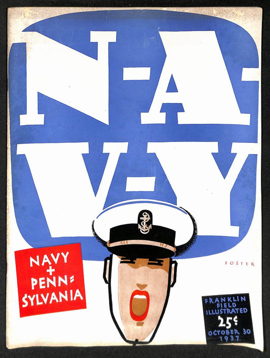 Vintage 10/30/1937 NCAA College Football Program Navy vs. Pennsylvania 203332