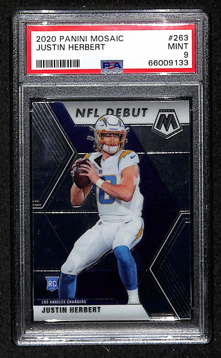 2020 Panini Mosaic Chargers Justin Herbert RC #125 PSA 9 BA201749