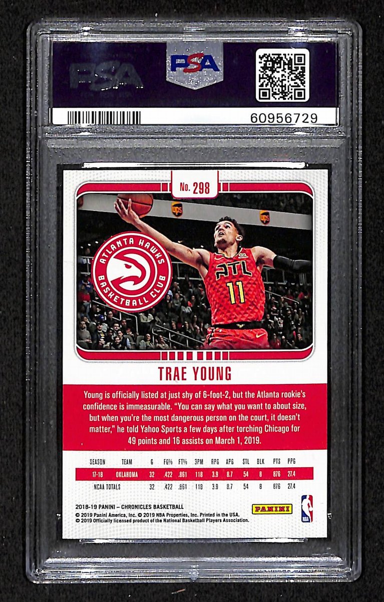 2018 Panini Chronicles Hawks Trae Young RC #298 PSA 10 Gem Mint BA201757