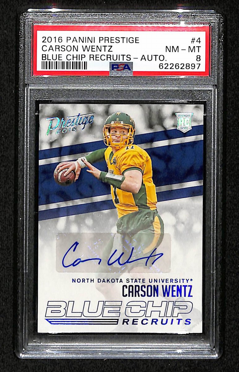 2016 Panini Prestige Carson Wentz Blue Chip Recruits Auto #4 PSA 8 BA201775