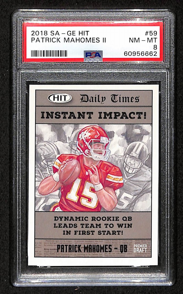 2018 SA-GE Hit Chiefs Patrick Mahomes RC #59 PSA 8 BA201777
