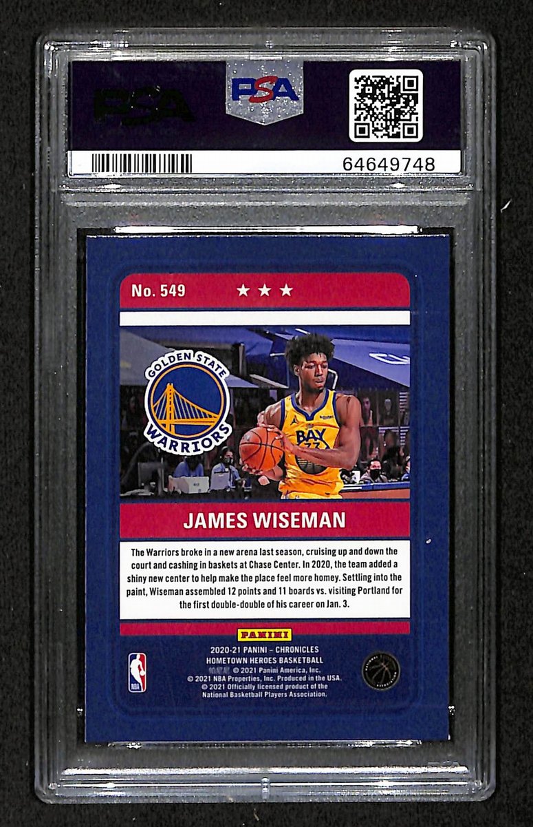 2020 Chronicles Warriors James Wiseman RC #549 PSA 10 Gem Mint BA201781