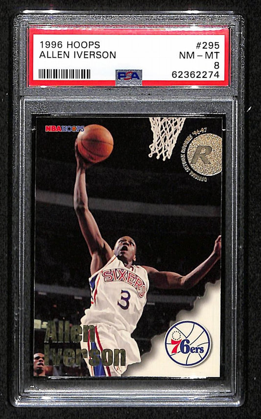 1996 Hoops Philadelphia 76ers Allen Iverson RC #295 PSA 8 BA201786