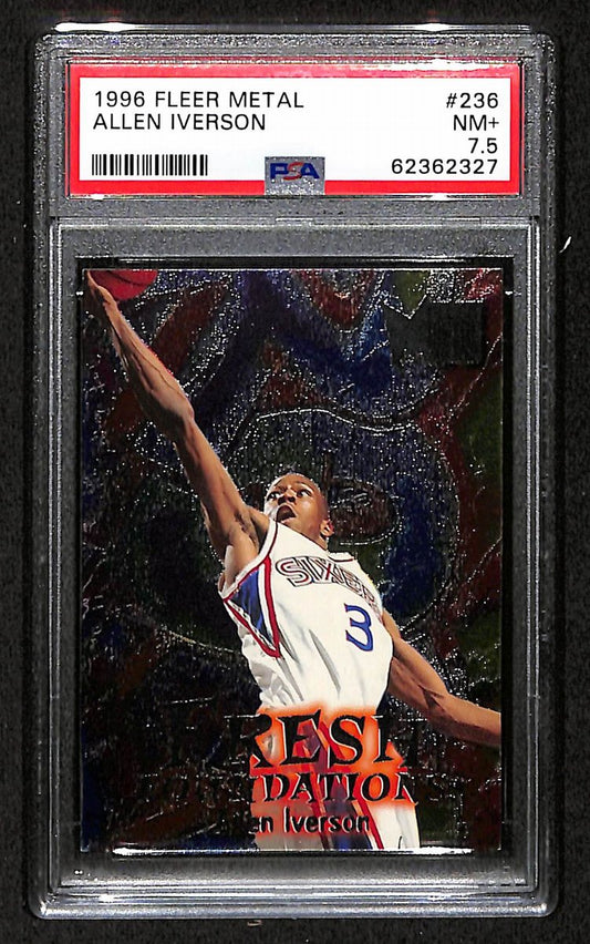 1996 Fleer Metal Philadelphia 76ers Allen Iverson RC #236 PSA 7.5 BA201787