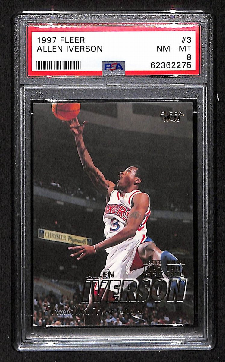 1997 Fleer Philadelphia 76ers Allen Iverson #3 PSA 8 BA201788