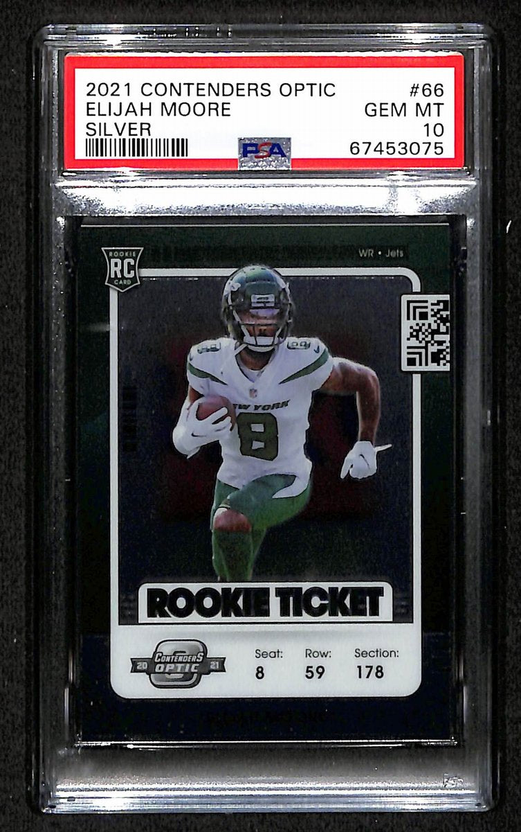 2021 Contenders Optic Silver Jets Elijah Moore #66 PSA 10 Gem Mint BA201793