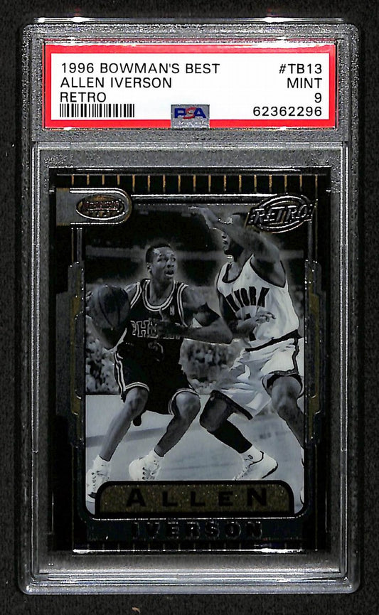 1996 Bowman's Best Retro Sixers Allen Iverson RC #TB13 PSA 9 BA201802