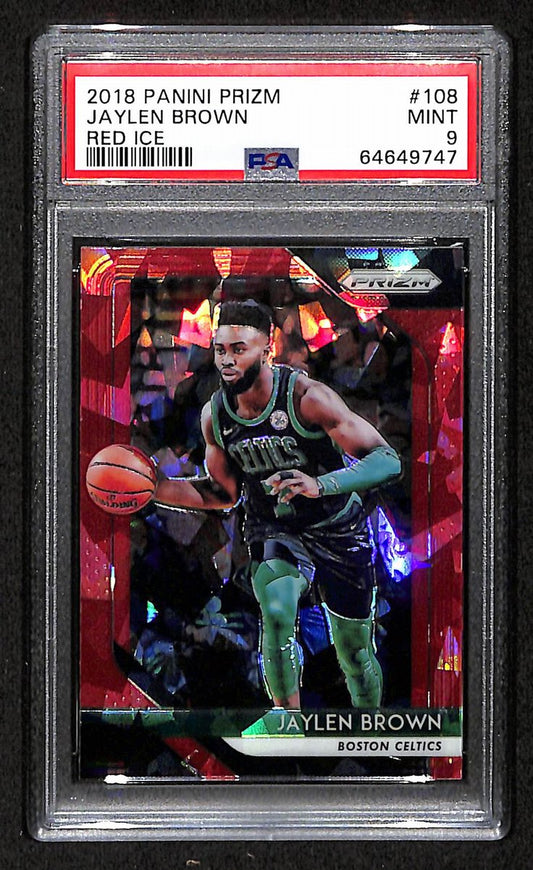 2018 Panini Prizm Red Ice Celtics Jaylen Brown #108 PSA 9 BA201805